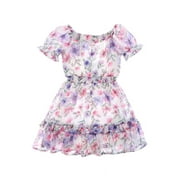 Badgley Mischka girls Violet Dress, 6X, White
